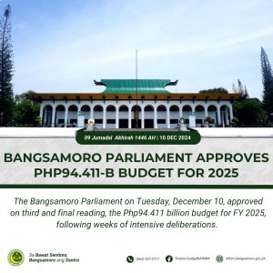 Bangsamoro Parliament approves Php94.411-B budget for FY 2025